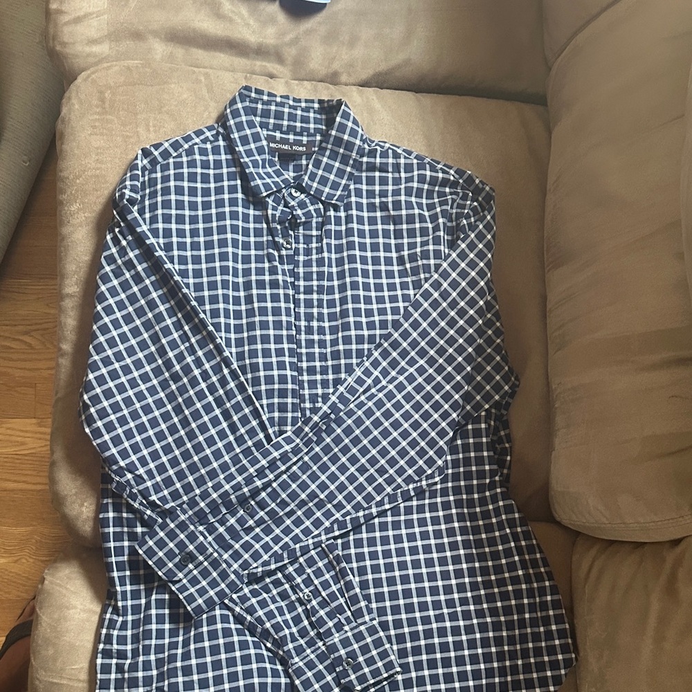 MICHAEL Michael Kors Navy and White Plaid Shirt